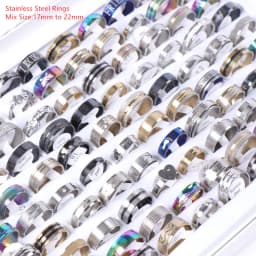 Wholesale Bulk 50pcs/lot Mens Womens Fashion Stainless Steel Jewelry Rings For Party Gift Weddings Mix Style Mix Size