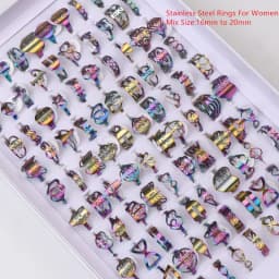 Wholesale Bulk 50pcs/lot Mens Womens Fashion Stainless Steel Jewelry Rings For Party Gift Weddings Mix Style Mix Size