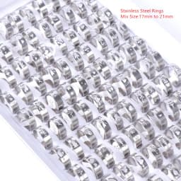 Wholesale Bulk 50pcs/lot Mens Womens Fashion Stainless Steel Jewelry Rings For Party Gift Weddings Mix Style Mix Size