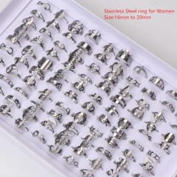 Wholesale Bulk 50pcs/lot Mens Womens Fashion Stainless Steel Jewelry Rings For Party Gift Weddings Mix Style Mix Size