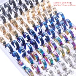 Wholesale Bulk 50pcs/lot Mens Womens Fashion Stainless Steel Jewelry Rings For Party Gift Weddings Mix Style Mix Size