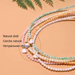 Mother of Pearl Beads Heart Choker Fashion Natural Fritillary Necklace for Women Stainless Steel Collares Femme MOON GIRL Design