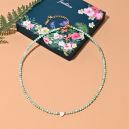 Mother of Pearl Beads Heart Choker Fashion Natural Fritillary Necklace for Women Stainless Steel Collares Femme MOON GIRL Design