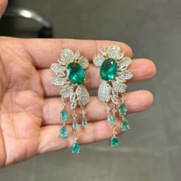Bilincolor Green Cubic Zircon Big Wedding Earring for Women