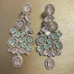 Bilincolor Green Cubic Zircon Big Wedding Earring for Women