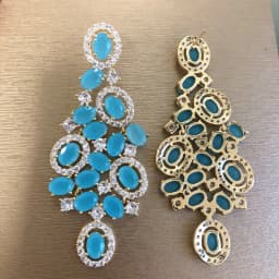 Bilincolor Green Cubic Zircon Big Wedding Earring for Women