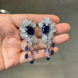 Bilincolor Green Cubic Zircon Big Wedding Earring for Women
