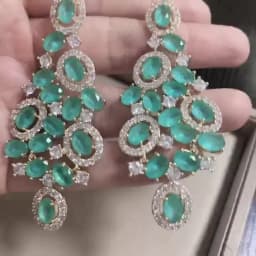 Bilincolor Green Cubic Zircon Big Wedding Earring for Women