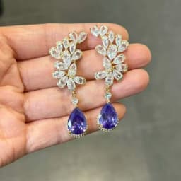 Bilincolor Green Cubic Zircon Big Wedding Earring for Women