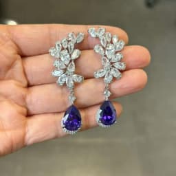 Bilincolor Green Cubic Zircon Big Wedding Earring for Women