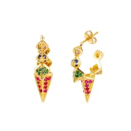 CRMYA Color Cubic Zirconia Hoop Earrings For Women Fashion Gold-color Piercing Women's Earrings Set 2023 Jewelry Wholesale