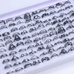 10Pcs/Lot Fashion Stainless Steel Rhinestone Stripe Rings For Women Mix Style Wedding Engagement Jewelry Party Gifts