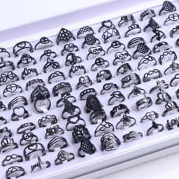 10Pcs/Lot Fashion Stainless Steel Rhinestone Stripe Rings For Women Mix Style Wedding Engagement Jewelry Party Gifts