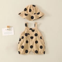 MILANCEL Summer Baby Rompers Toddler Dot Overalls Infant Girls Clothes With Hat Boys Jumpsuit