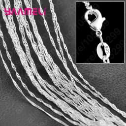 10PCS Wholesale Pure 925 Sterling Silver Color Charm Link Chain Necklace Jewelry with Strong Smooth Lobster Clasps 16-30 Inch