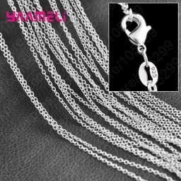 10PCS Wholesale Pure 925 Sterling Silver Color Charm Link Chain Necklace Jewelry with Strong Smooth Lobster Clasps 16-30 Inch