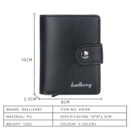 Baellerry New RFID Card Holder Short Men Wallets Name Engraved Brand Male Purse Luxury PU Leather Small Men's Popup Wallet