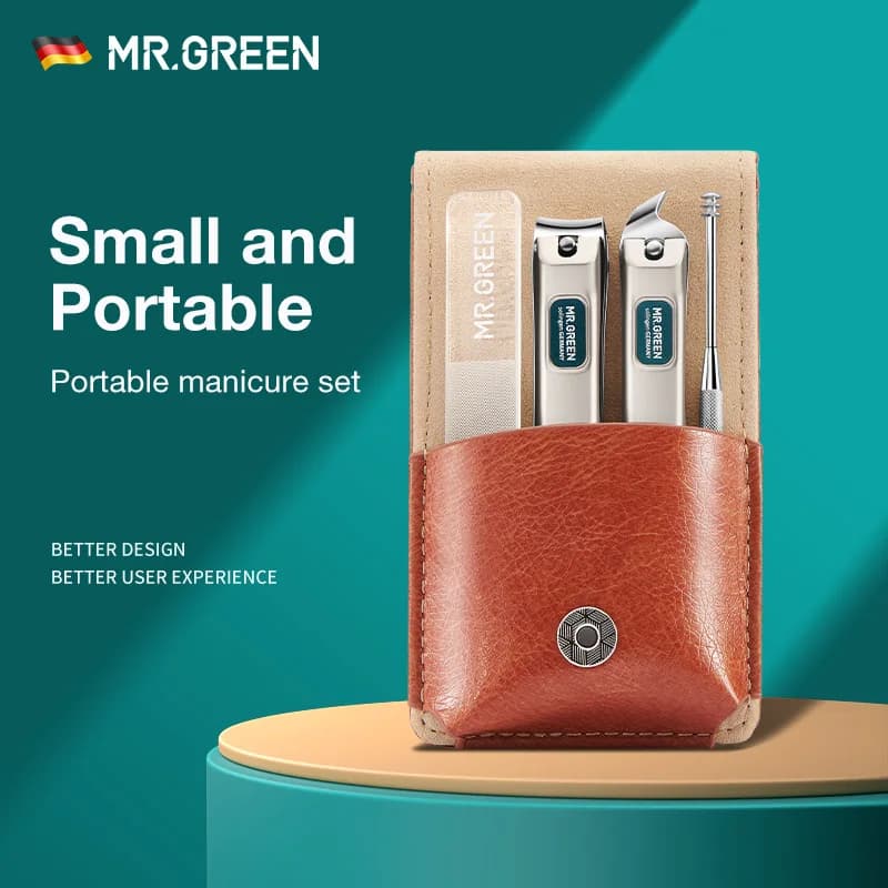 MR.GREEN Portable Manicure Set Pedicure Kit Stainless Steel Nail Clippers Tool Travel Grooming Case Gift Box Nail Scissors Set