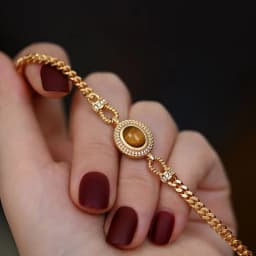Fashion Stainless Steel Natural Tiger Eye Stone Jewelry Bracelets for Women Korean Original Design Charm Bracelet