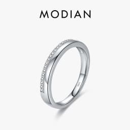 MODIAN Solid 925 Sterling Silver Simple Stackable Simple Finger Ring Trendy Pave Setting CZ For Women Fine Female Jewelry Gifts