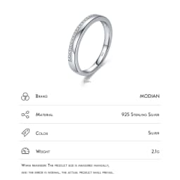 MODIAN Solid 925 Sterling Silver Simple Stackable Simple Finger Ring Trendy Pave Setting CZ For Women Fine Female Jewelry Gifts