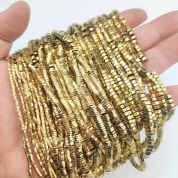 3A+ Retention Color 2/3/4MM Flat Hexagon Hematite Natural Stone Spacer Gold Plated Loose Beads For Jewelry Making Diy Bracelets