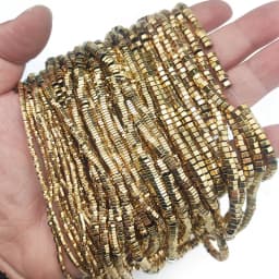 3A+ Retention Color 2/3/4MM Flat Hexagon Hematite Natural Stone Spacer Gold Plated Loose Beads For Jewelry Making Diy Bracelets