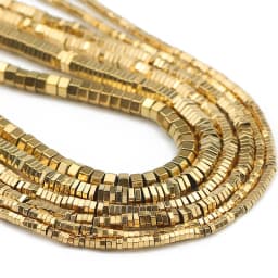 3A+ Retention Color 2/3/4MM Flat Hexagon Hematite Natural Stone Spacer Gold Plated Loose Beads For Jewelry Making Diy Bracelets