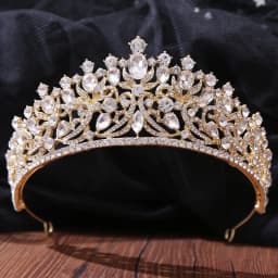 DIEZI New Baroque Korean Gold Color Crown Hair Accessories Luxury Crystal Tiara For Women Wedding Headdress Bridal Hair Jewelry