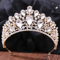 DIEZI New Baroque Korean Gold Color Crown Hair Accessories Luxury Crystal Tiara For Women Wedding Headdress Bridal Hair Jewelry