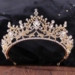 DIEZI New Baroque Korean Gold Color Crown Hair Accessories Luxury Crystal Tiara For Women Wedding Headdress Bridal Hair Jewelry
