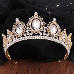 DIEZI New Baroque Korean Gold Color Crown Hair Accessories Luxury Crystal Tiara For Women Wedding Headdress Bridal Hair Jewelry