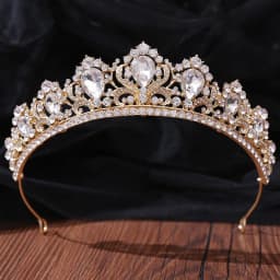 DIEZI New Baroque Korean Gold Color Crown Hair Accessories Luxury Crystal Tiara For Women Wedding Headdress Bridal Hair Jewelry