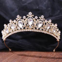 DIEZI New Baroque Korean Gold Color Crown Hair Accessories Luxury Crystal Tiara For Women Wedding Headdress Bridal Hair Jewelry
