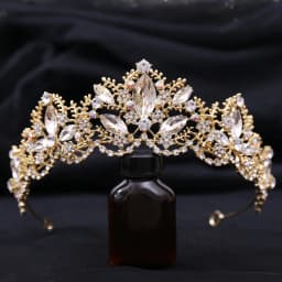 DIEZI New Baroque Korean Gold Color Crown Hair Accessories Luxury Crystal Tiara For Women Wedding Headdress Bridal Hair Jewelry