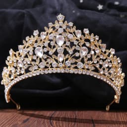 DIEZI New Baroque Korean Gold Color Crown Hair Accessories Luxury Crystal Tiara For Women Wedding Headdress Bridal Hair Jewelry