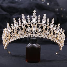 DIEZI New Baroque Korean Gold Color Crown Hair Accessories Luxury Crystal Tiara For Women Wedding Headdress Bridal Hair Jewelry
