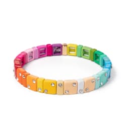 Enamel Bracelets For Women Inlaid Diamond Elastic Bangle Colorful Jewelry Gift