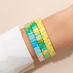 Enamel Bracelets For Women Inlaid Diamond Elastic Bangle Colorful Jewelry Gift
