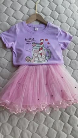 Cute Summer Girls Outfits Cartoon Cat T-shirt and Tutu Skirt 2pc/Set Girl Princess Clothes Suit Children Birthday Clothing