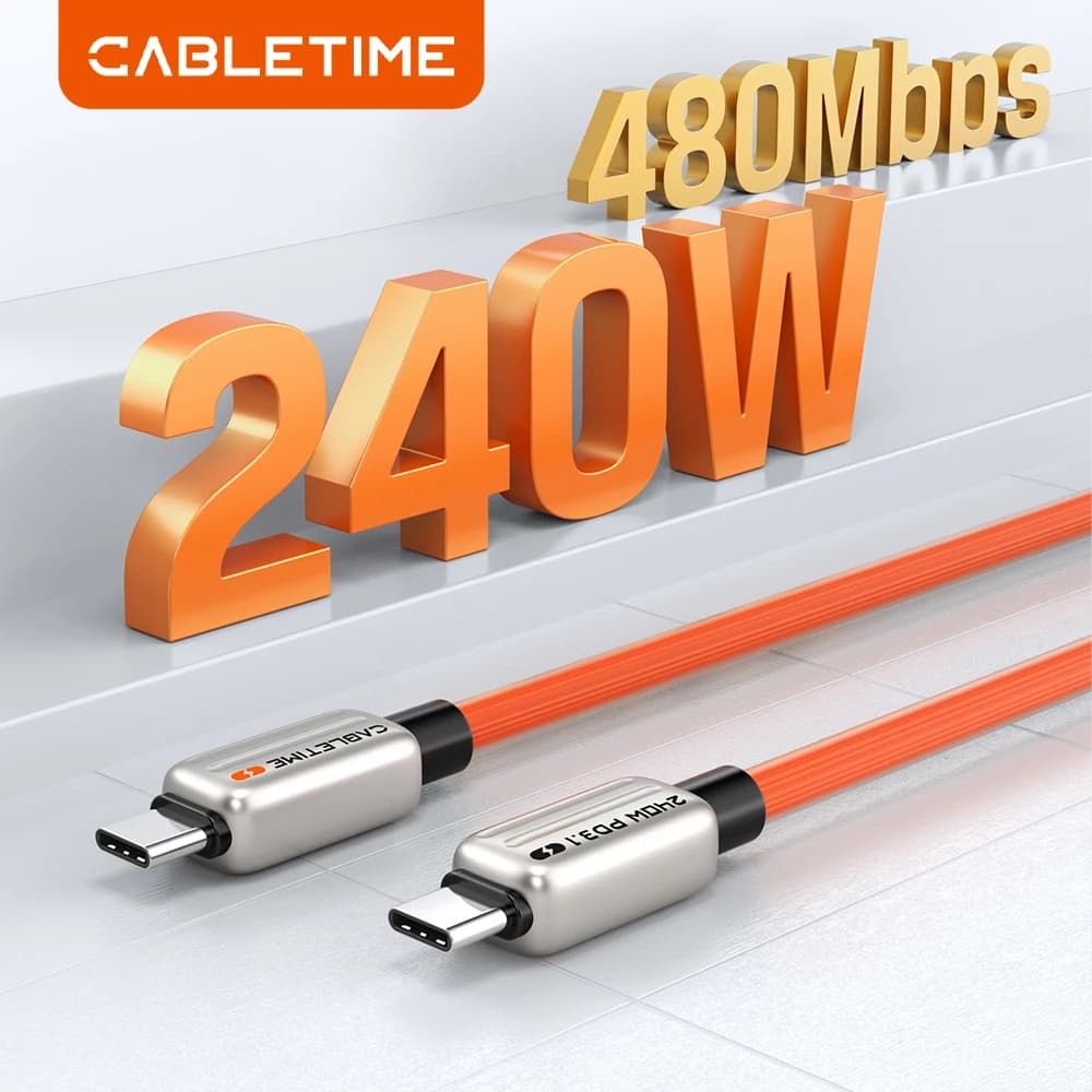 CABLETIME PD240W USB C Charger Cable PD3.1 for MacBook Samsung Xiaomi USB C to USB C PD Cable 48V5A Fast Charging Type C Cable