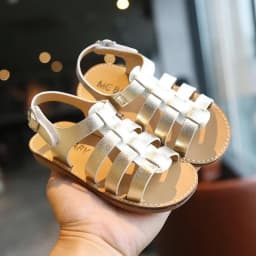 1-6 Years Children Summer Outdoor Beach Shoes Girls Princess Knitted Open Toed Sandals Gold, Silver, Black