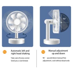 3600mAh USB Desk Fan 4 Speed Adjustable Desktop Table Fan with Strong Wind Quiet Portable Kipas USB Oscillating Fan