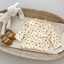 New Baby Long Sleeve T Shirt Girls Cotton Casual Tees Infant Ruffled Versatile Shirts Kids Floral Striped Bottoming Tops