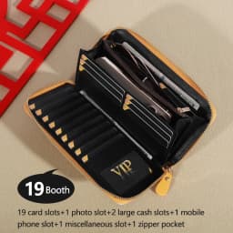 Women's Wallet RFID Blocking Multi Credit Card High Capacity Zipper Clutch Travel Bag Wrist Guard