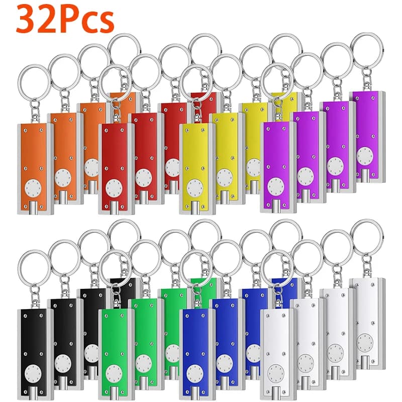 32Pcs Mini Flashlight Mini LED Keychain Lights Pocket Sized Keychain Flashlight Torch Emergency Light White Light