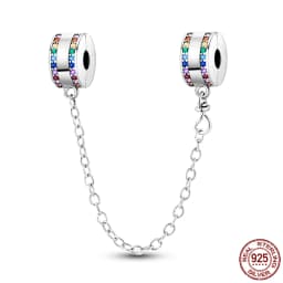 2024 New Hot Genuine 925 Sterling Silver Star Moon Sunflower Safety Chain Spacer Bead Charm for Brand Original Bracelet DIY