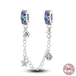 2024 New Hot Genuine 925 Sterling Silver Star Moon Sunflower Safety Chain Spacer Bead Charm for Brand Original Bracelet DIY