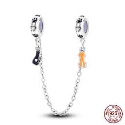 2024 New Hot Genuine 925 Sterling Silver Star Moon Sunflower Safety Chain Spacer Bead Charm for Brand Original Bracelet DIY