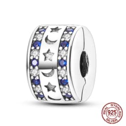 2024 New Hot Genuine 925 Sterling Silver Star Moon Sunflower Safety Chain Spacer Bead Charm for Brand Original Bracelet DIY